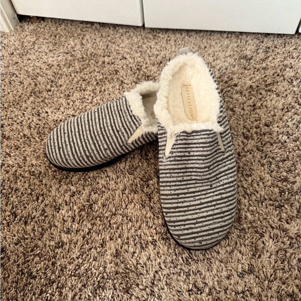 Revitalign Striped Fuzzy Slippers